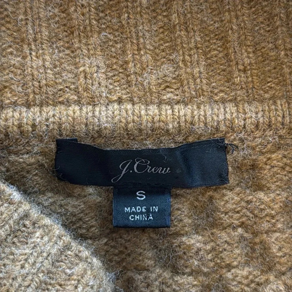 J. Crew Cable-knit patchwork tunic sweater Camel/Tan/Brown Size Small Chunky - Picture 11 of 13